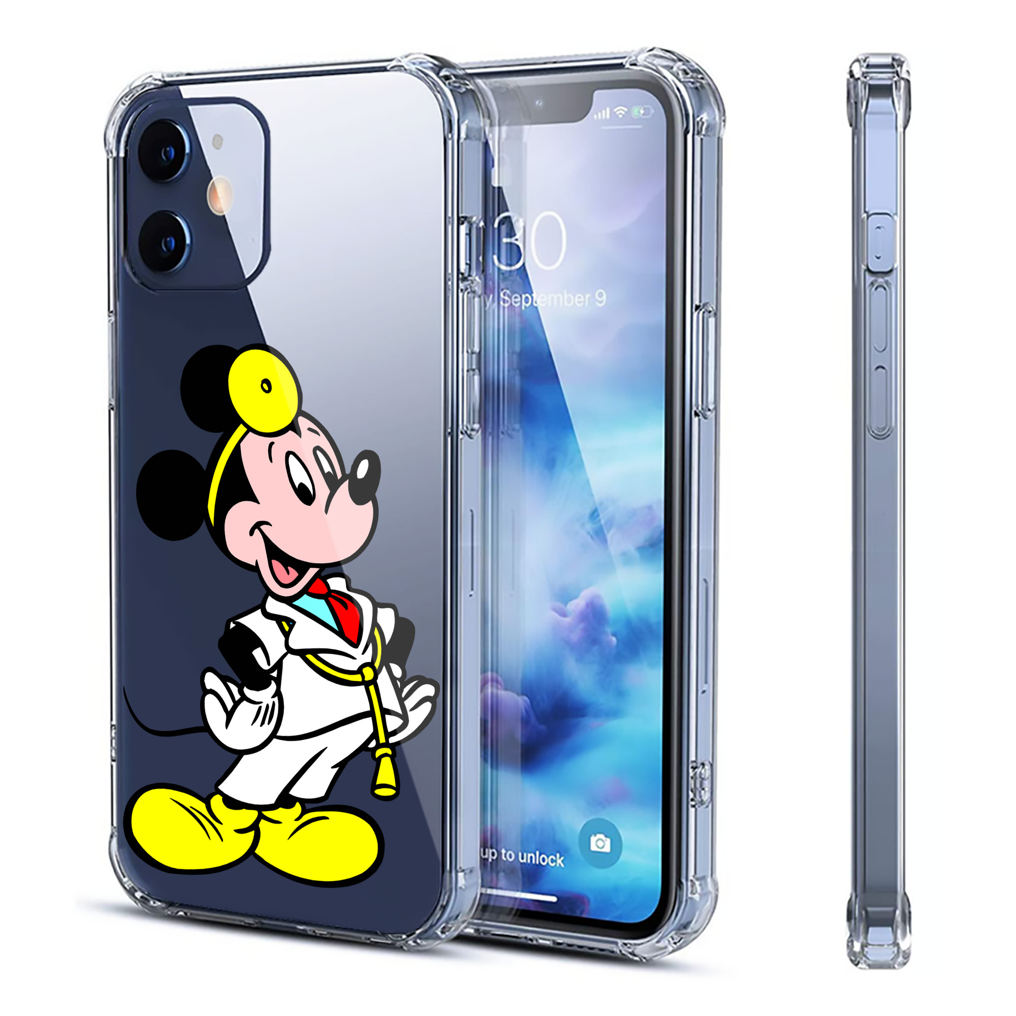 （画像用） ミッキーマウス Mickey Mouse 【iPhone 12シリーズ対応】透明スマホケース（クリアソフトケース）